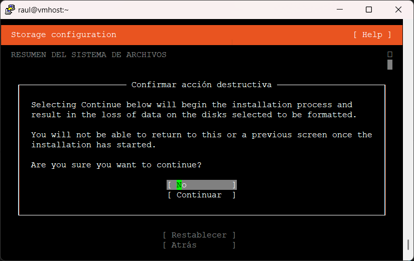 Confirmación almacenamiento