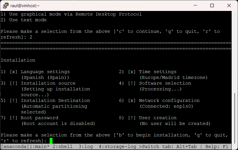 Menú principal de Anaconda