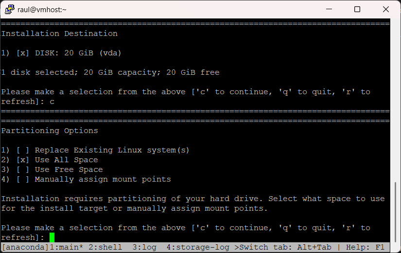 Opciones de particionado