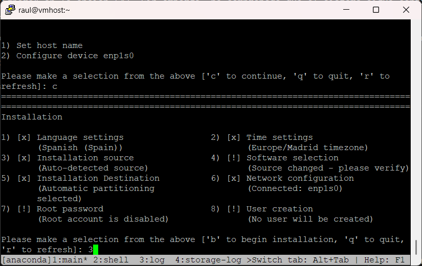 Menú principal tras red