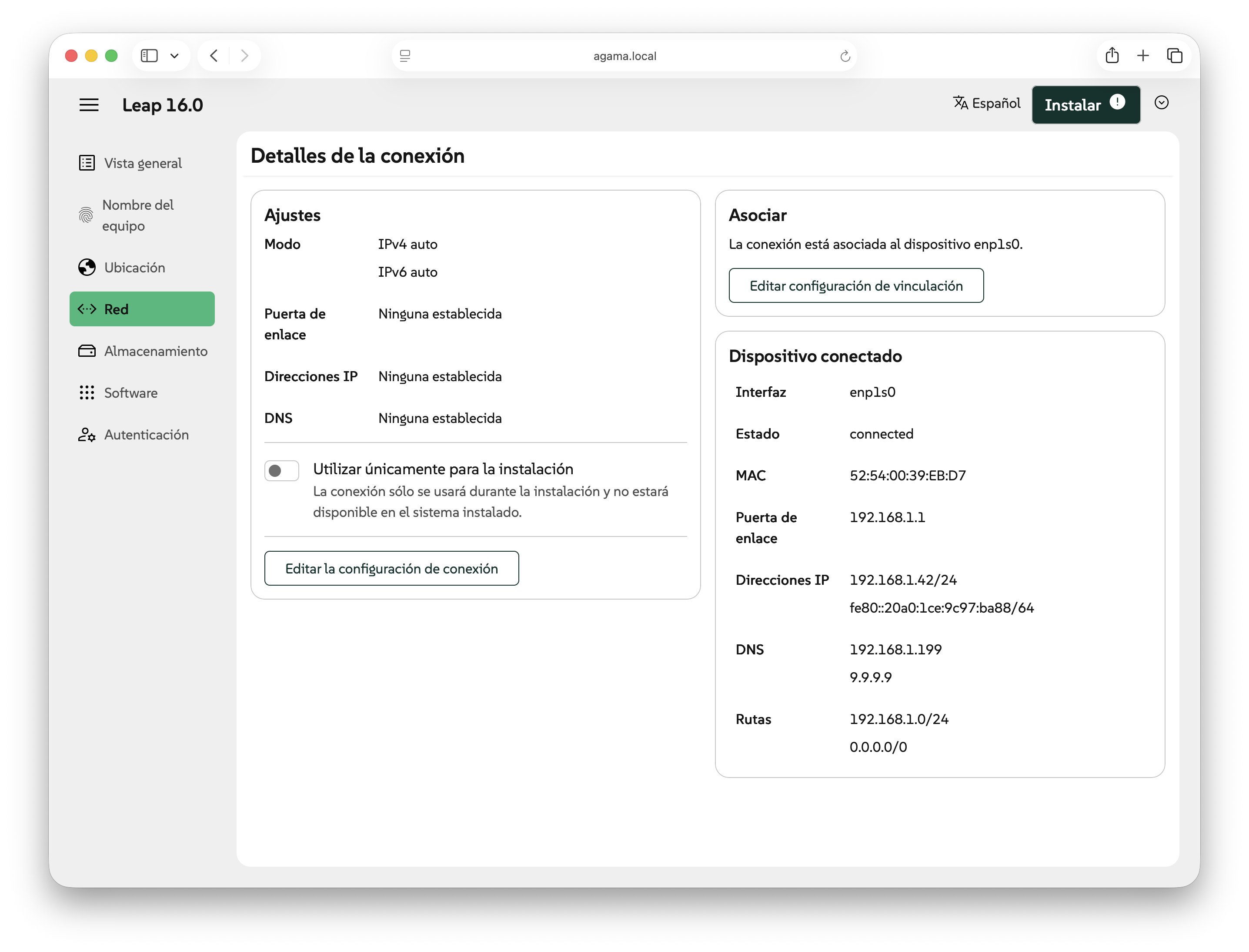Detalle de Wired Connection 1 inicial